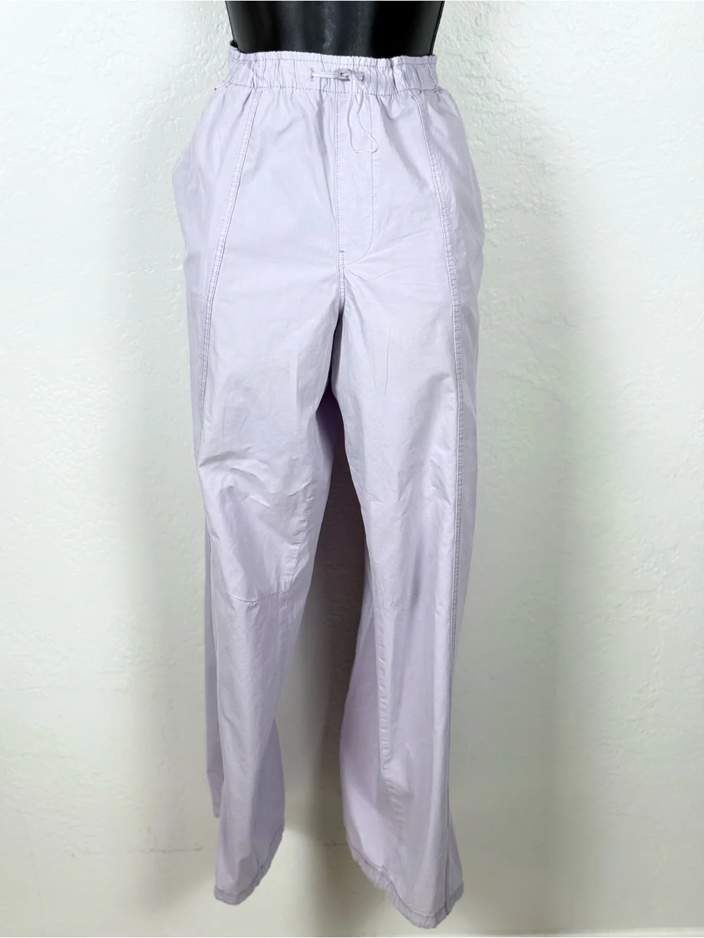 ZARA Lilac Cotton Parachute Cargo Pants Elastic Drawstring M Y2K Gorpcore Casual